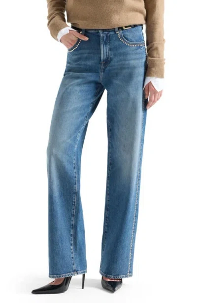 7 For All Mankind Stovepipe Studded Straight Leg Jeans In Avenue