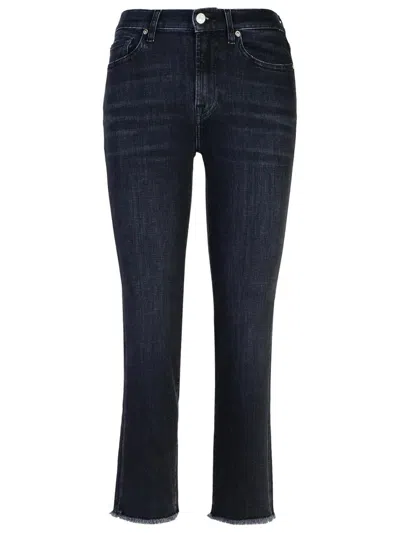 7 For All Mankind Dark Blue Stretch Denim Space Jeans In Black