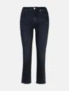 7 For All Mankind 'straight Crop' Black Cotton Jeans In Black
