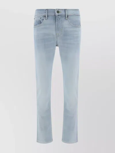 7 For All Mankind Straight Cut Cotton Jeans With Back Pockets In Blue