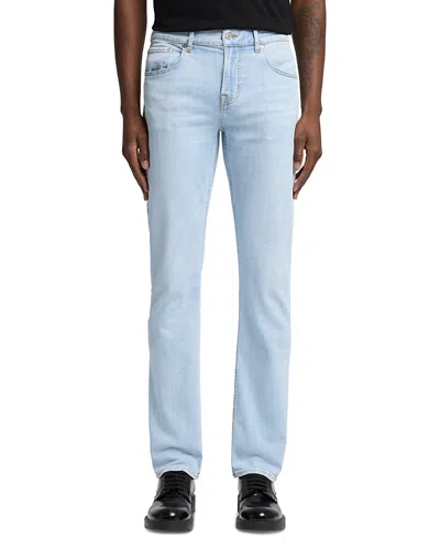 7 For All Mankind Straight Fit Jeans In Studio Blue In Gnawed Blue