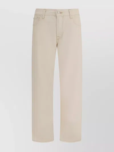 7 For All Mankind Straight Jeans With Belt Loops And Pockets In Gold
