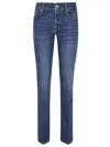 7 For All Mankind Straight-leg Blue Trousers In Soft Cotton Blend In Blue