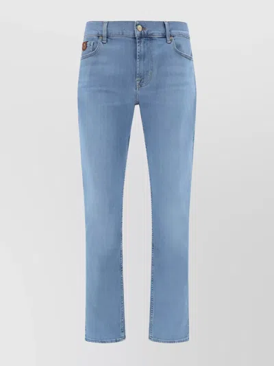 7 For All Mankind Straight Leg Cotton Jeans With Back Pockets In Blue