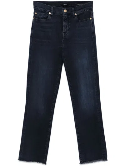 7 For All Mankind Straight-leg Cropped Jeans In Blue