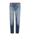7 For All Mankind Mid-rise Slim-fit Stretch Denim Jeans With Tapered Hem In Blue