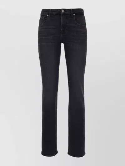7 For All Mankind Straight Leg Denim Pants Five Pocket Belt Loops In Blue