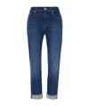 7 For All Mankind Slim Crop Cut Illusion Jeans In Blue