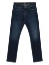 7 For All Mankind Dark Blue Straight Leg Jeans With Classic Five-pocket Design In Blue