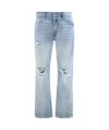 7 For All Mankind Elephant Leg Ripped Light Denim Jeans In Blue