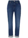 7 For All Mankind Slim Crop Cut Illusion Jeans In Blue