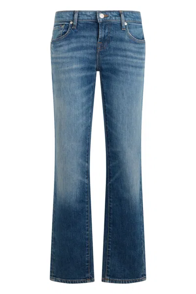 7 For All Mankind Straight Leg Mid-rise Jeans In Stretch Denim Cotton In Blue