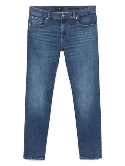 7 For All Mankind Straight Leg Trousers In Blue