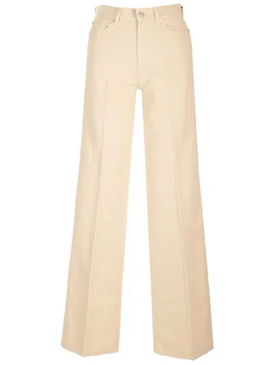 7 For All Mankind Flared High-waisted Trousers Wide Leg In White