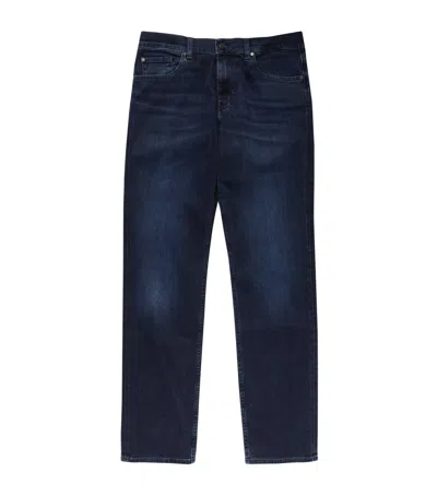 7 For All Mankind Straight Luxe Dark-wash Jeans In Navy