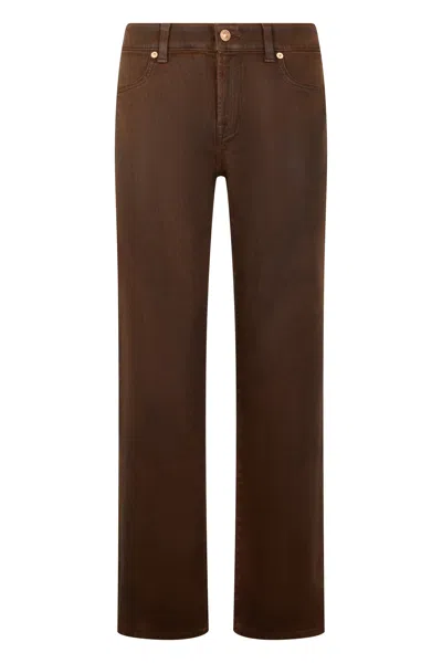 7 For All Mankind Straight Leg Mid Rise Denim Jeans In Brown