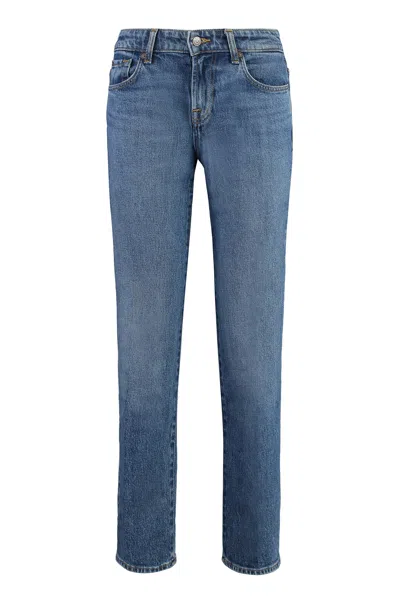 7 For All Mankind Straight-leg Cotton Denim Jeans In Blue