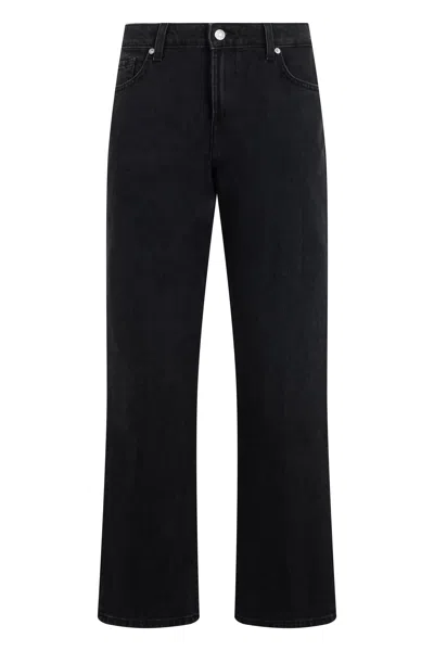 7 For All Mankind Straight-leg Cotton Jeans In Black