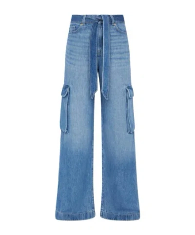 7 For All Mankind Strap-up Jeans Pants In Blue