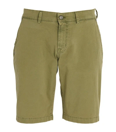 7 For All Mankind Stretch-cotton Chino Shorts In Green