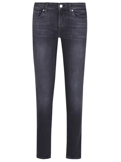 7 For All Mankind Stretch Cotton Denim Low Skinny Jeans With Classic Five-pocket Design In Blue