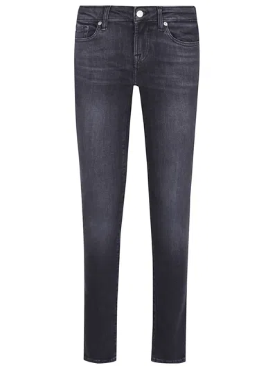 7 For All Mankind Stretch Cotton Denim Low Skinny Jeans With Classic Five-pocket Design In Blue