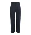 7 For All Mankind Stretch-cotton Pleated Trousers In Blue