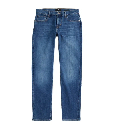 7 For All Mankind Stretch-cotton Slimmy Straight Jeans In Blue
