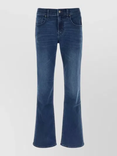7 For All Mankind Stretch Denim Bootcut Jeans Contrast Stitching In Blue