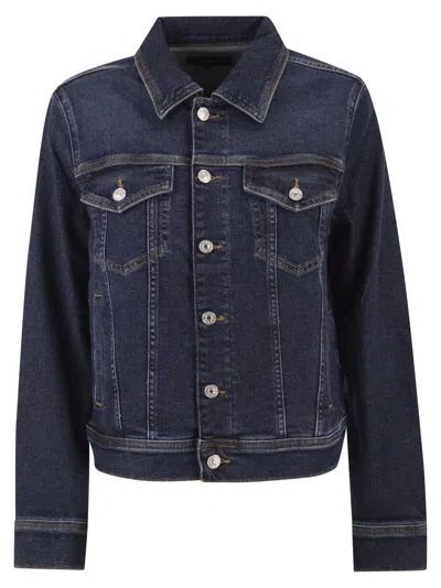 7 For All Mankind Stretch Denim Jacket With Button Fastening In Blue