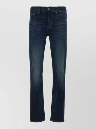 7 For All Mankind Stretch Denim Jeans Five Pocket Straight Leg In Blue