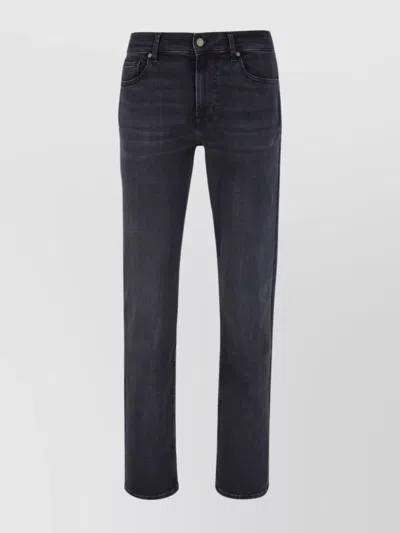 7 For All Mankind Stretch Denim Jeans With Faded Wash In Blue