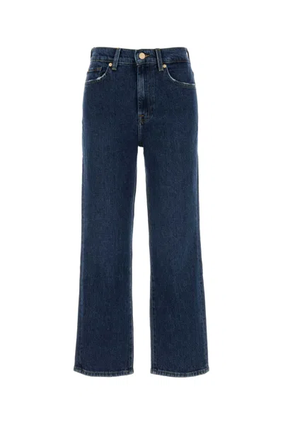 7 For All Mankind Wide Leg High Waist Jeans In Blue