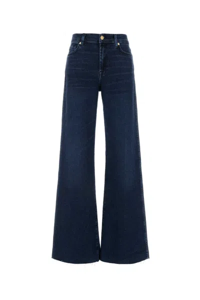 7 For All Mankind Wide-leg Jeans With Five-pocket Design In Blue