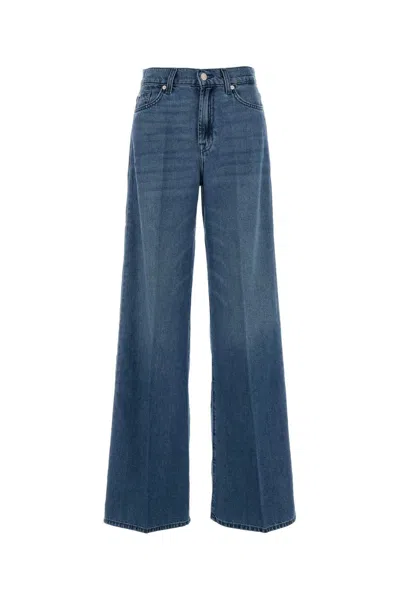 7 For All Mankind Stretch Denim Lotta Wide-leg Jeans In Blue