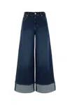 7 For All Mankind Wide-leg Denim Trousers Folded Cuffs In Blue