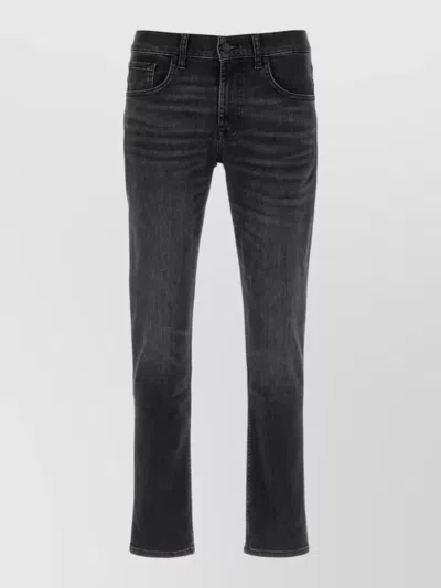 7 For All Mankind Stretch Denim Slimmy Tapered Leg Jeans In Black