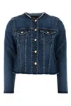 7 For All Mankind Vicky Denim Jacket Frayed Hem In Lightblue