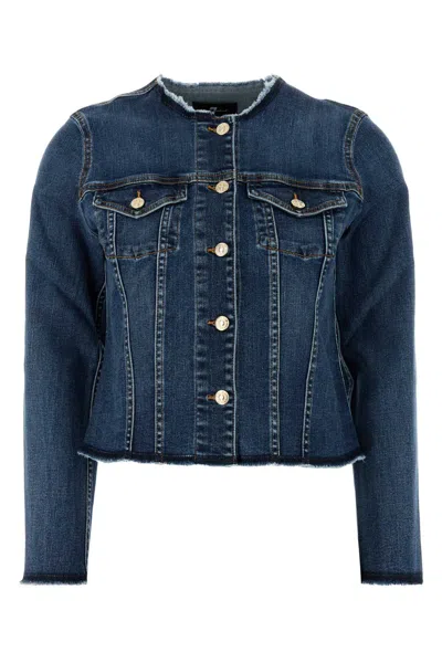 7 For All Mankind Stretch Denim Vicky Jacket In Blue