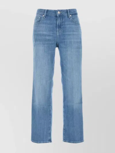 7 For All Mankind Stretch Faded Wash Denim Jeans With Belt Loops In Blue