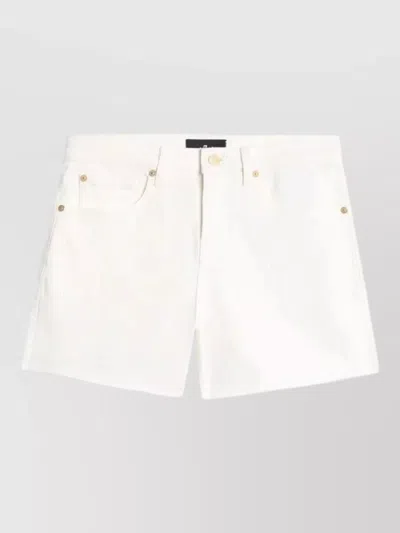 7 For All Mankind Stretch Shorts Belt Loops Pockets Stitching In White