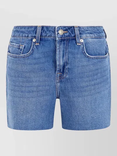 7 For All Mankind Stretch Shorts Five Pocket Belt Loops In Blue