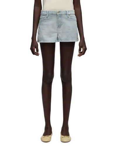 7 For All Mankind Low Rise Denim Shorts In Blue
