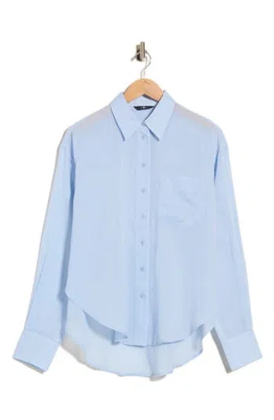 7 For All Mankind Stripe Oversize Voile Button-up Shirt In Voile Baby Blue