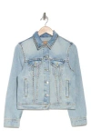 7 For All Mankind Studded Denim Trucker Jacket In Priscilla
