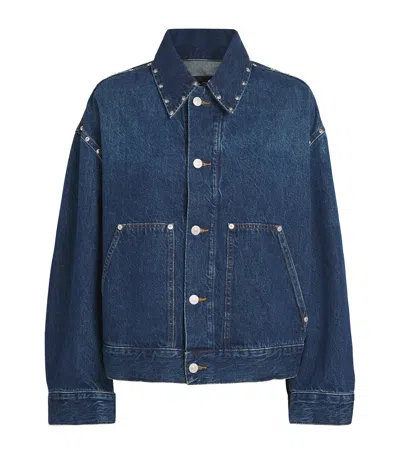 7 For All Mankind Studded Denim Jacket In Blue