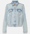 7 For All Mankind Studded Denim Trucker Jacket In Blue