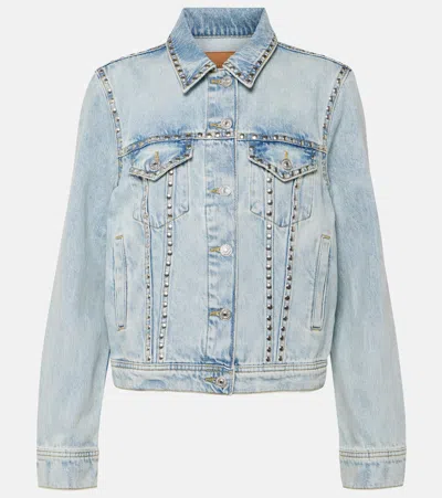 7 For All Mankind Studded Denim Trucker Jacket In Priscilla