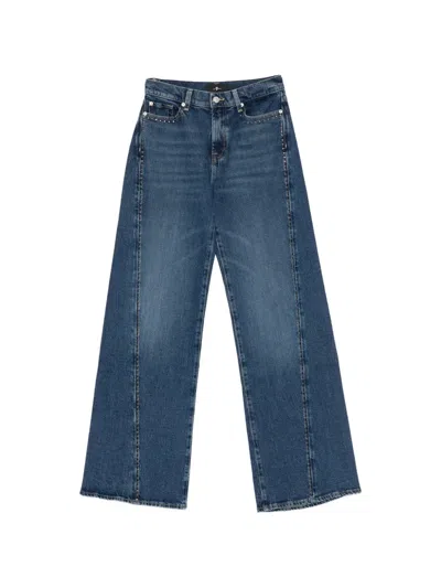 7 For All Mankind Studded-seam Denim Jeans In Blue