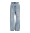 7 For All Mankind Studded Straight Jeans In Blue